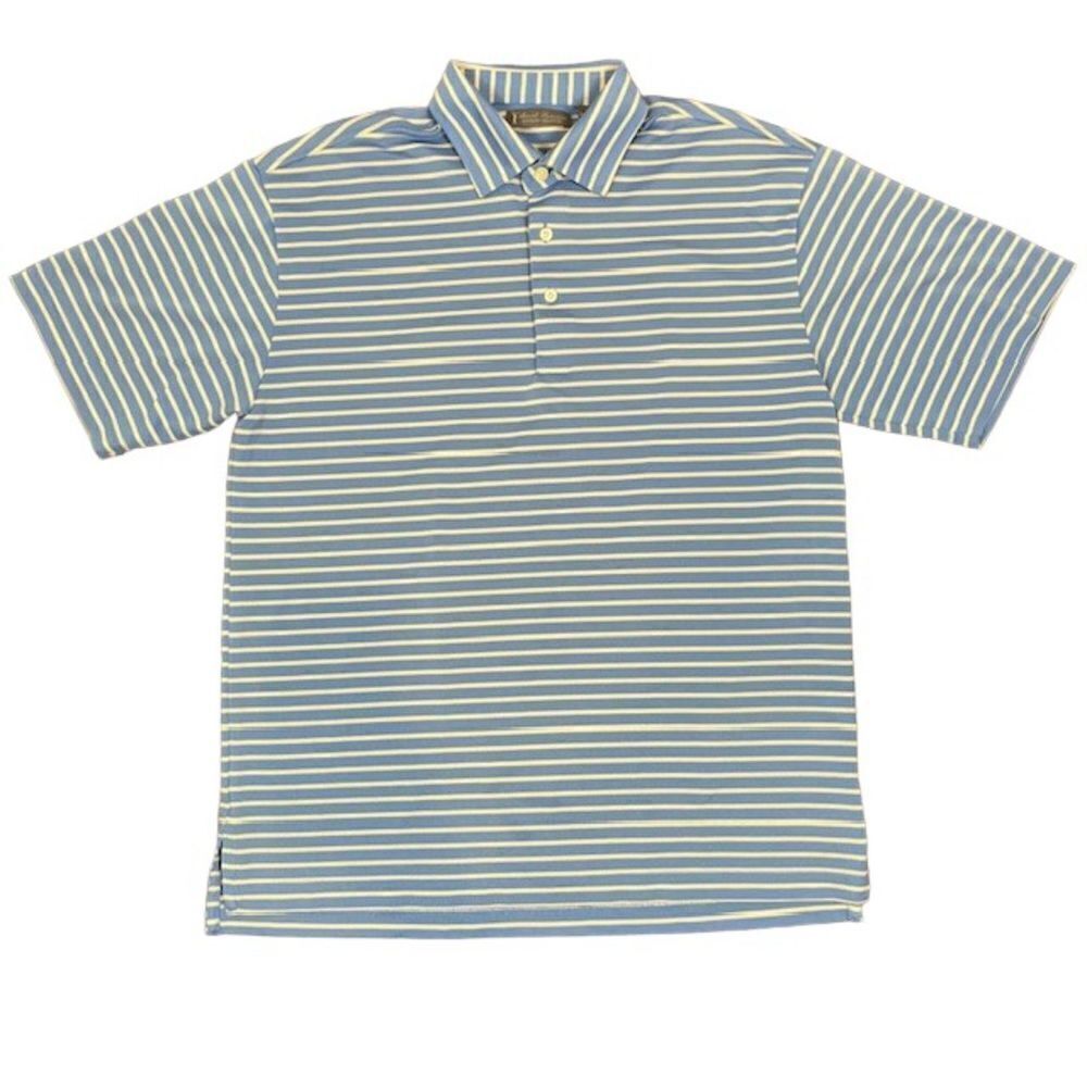 Daniel Cremieux Signature Collection Men's Polo Blue and Yellow Striped Medium